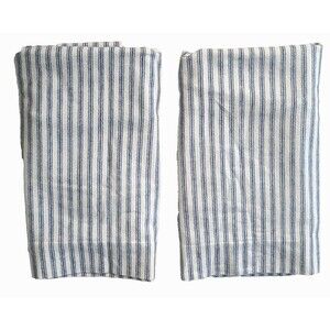 LL Bean Flannel Blue Stripe Pillow Ticking Pillowcase Set Of 2 New Without Tags
